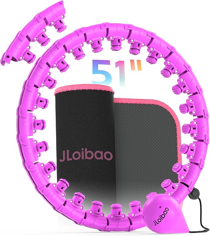 Weighted Hula Circle for Adults Weight Loss, Infinity Hoop Fit Plus Size 51 Inch, Include 27 Detachable Links and Waist Trainer for Women
