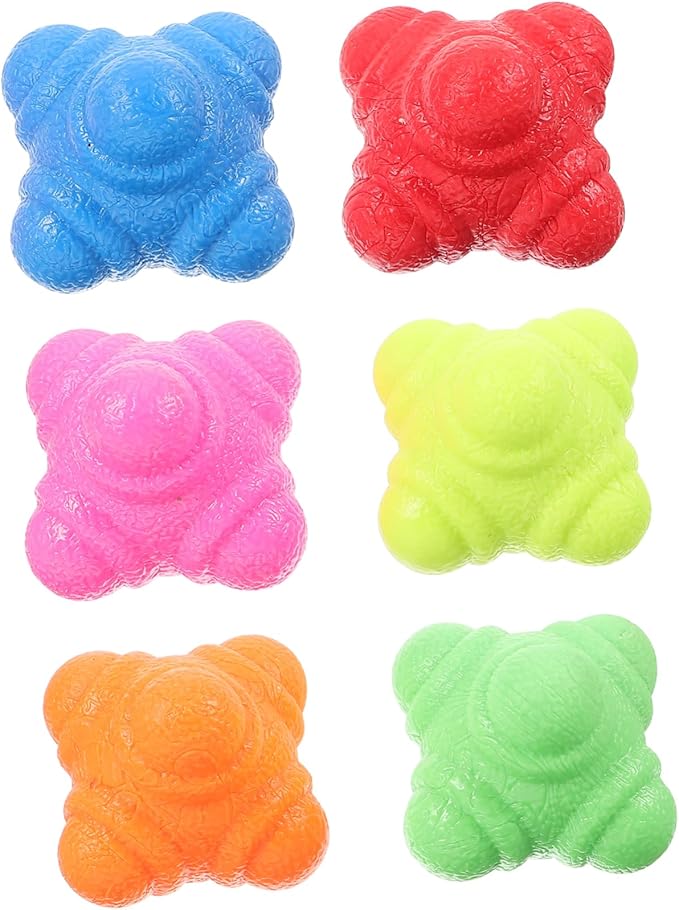 BESTonZON 6pcs Reaction Balls for Fitness Hexagonal Training Balls TPR Material for Home Gym