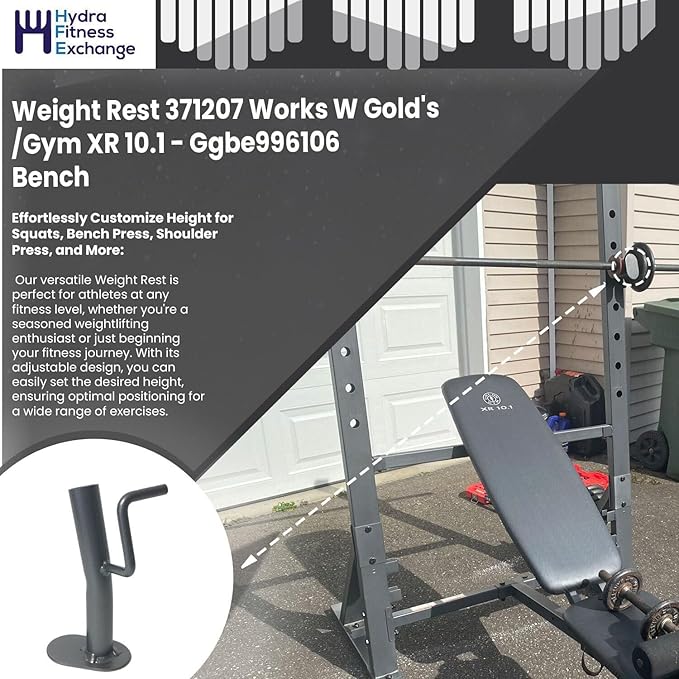 Hydra Fitness Exchange Heavy Duty Weight Lifting Weight Rest - Barbell Storage Rack Attachments Fitness Equipment Gym Accessories for Bench Replacement Part 371207 Works with Gold's Gym XR 10.1