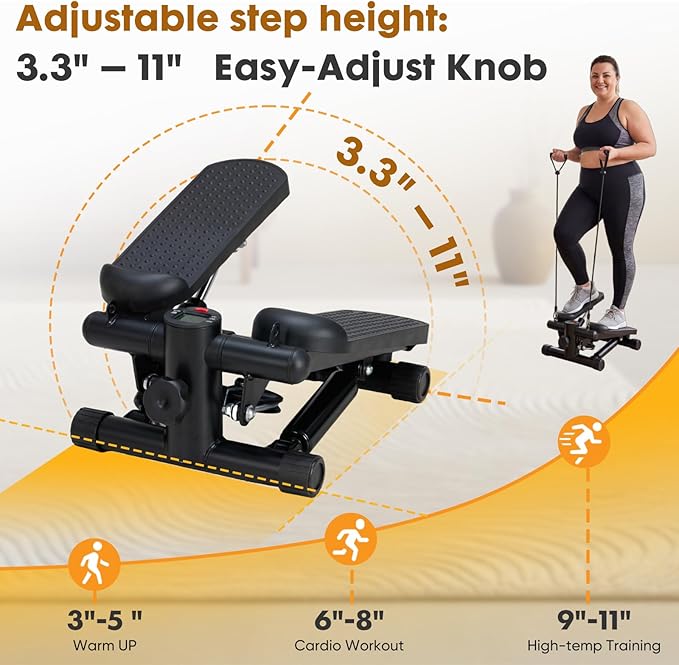NEWBULIG Mini Stepper for Exercise at Home Stair Step Machine for Indoor Fitness Portable Home Gym Stepper for Full Body Workout 300lb Weight Capacity