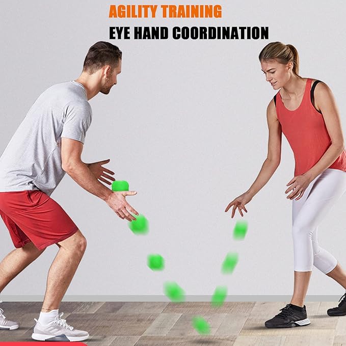 AIRLAXER Reaction Ball,Reflex Ball for Hand Eye Coordination Training,2.83 inch,Pack of 3-Blue,Yellow,Green.
