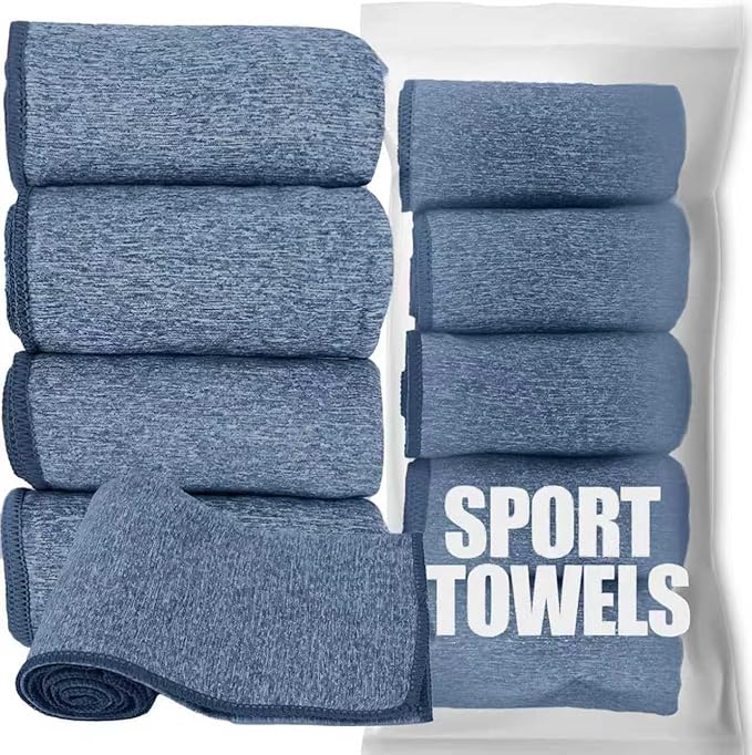 Microfiber Quick Dry Gym Towel, Silver ION Odor-Free Absorbent Fiber, Fast Drying, Men & Women Workout Gear for Body Sweat, Working Out, Towels (Blue, 5Pack - 16 * 27Inch)