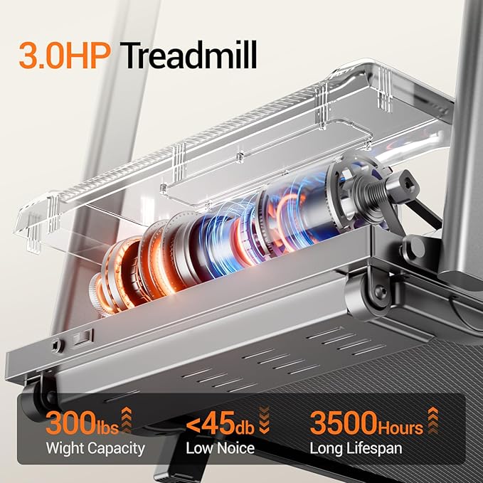 16% Incline Treadmill with Handle, 3-in-1 Portable Treadmills for Home and Office, Foldable Treadmills with 300 Lbs Weight Capacity, 3.0HP Quiet Walking Pad Treadmill, Three Screen
