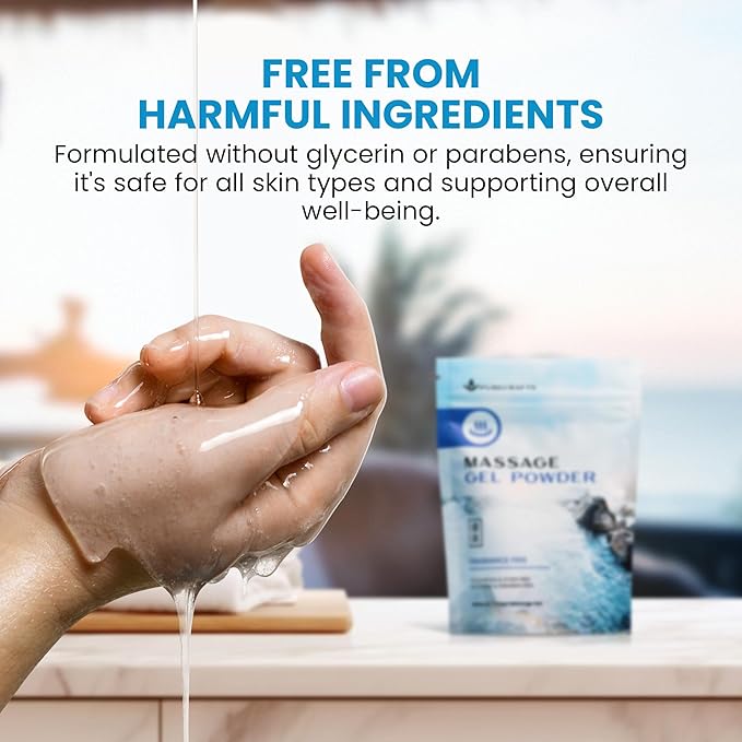 Massage Gel Powder 50g | Fragrance Free | Made in Japan | Smooth and Slippery Gel for Wellness and Relaxation | 50g Makes 1.32 Gallons/ 5 litres | Just Add Water