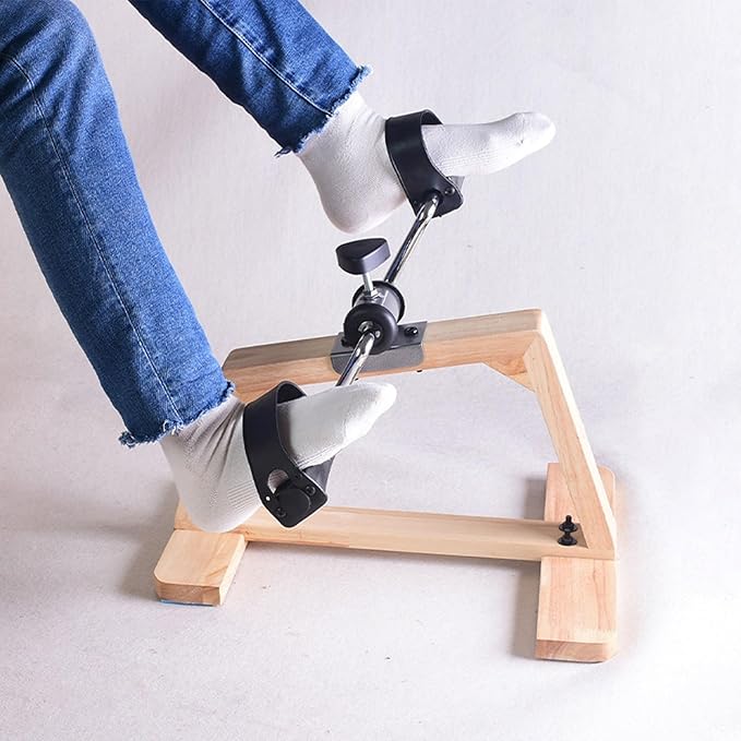 Pedal Exerciser Bike Solid Wood Under Desk Bicycle, Legs Arms Training Peddler Exerciser for Seniors, Fitness Peddler for Elderly Rehabilitation Workout Leg Exercisers