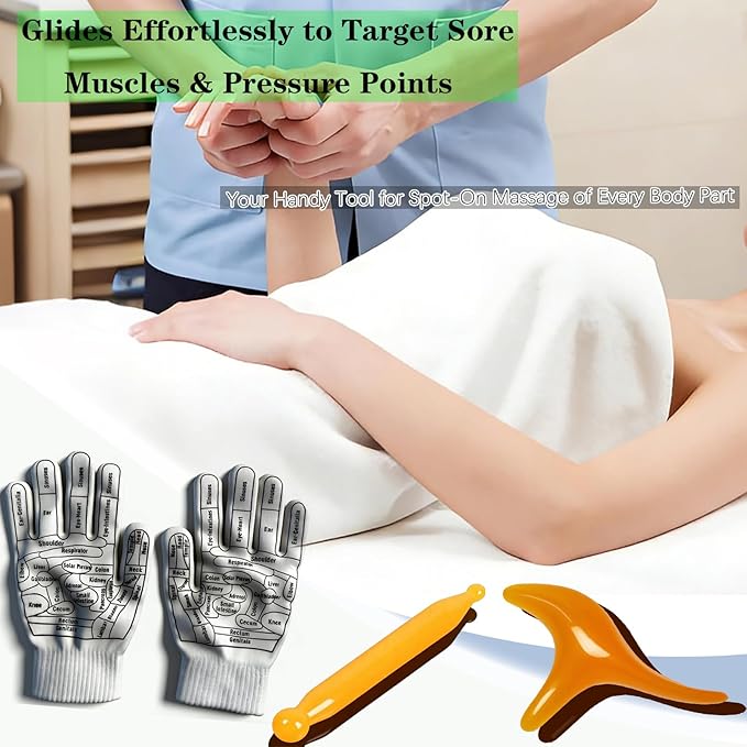 Wooden Foot Massager Roller with Reflexology Socks and Gloves Tools Set for Circulation, Pain Relief in Wide Feet, Health Promotion, Gift for Mom, Dad, or Elderly