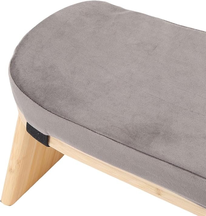 Wooden Meditation Bench - Ergonomic Detachable Kneeling Stool with Soft Cushion for Yoga - Blue, Includes Carry Bag (Gray)
