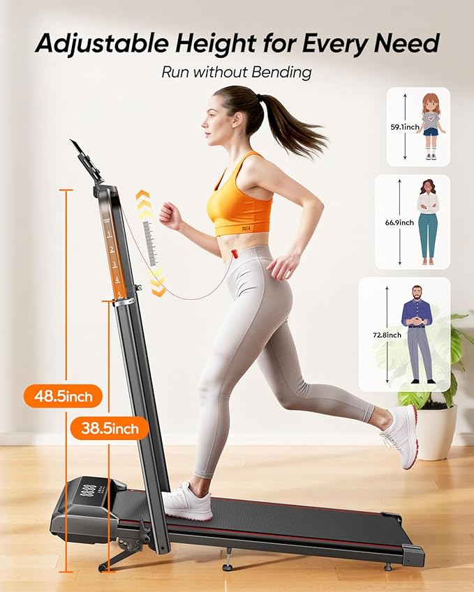 Walking Pad Treadmill with Incline, 2 in 1 Foldable Treadmills for Home Small Office, 300lbs Portable Compact Under Desk Treadmill with App, Remote Control and LED Display