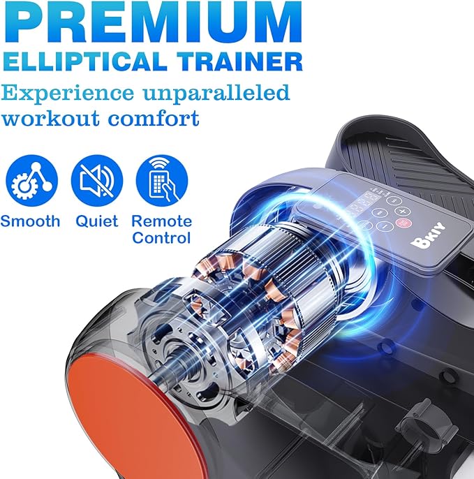 Under Desk Elliptical Machine, Electric Under-Desk Elliptical for Seniors - Mini Elliptical Exercise Equipment for Home with 12-Speed Touch Screen, Remote Control & Reversible Motion
