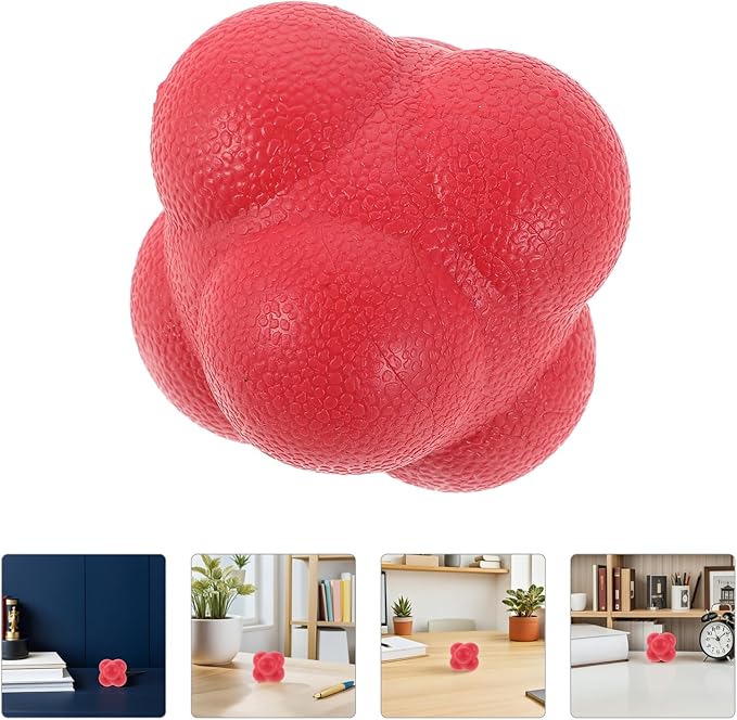 VOSAREA Agility Reaction Ball Hexagon Trainer,Hand Eye Coordination Training Ball for Baseball Soccer Basketball Tennis Practice - Quick Reflex Agility Speed Toy, Red