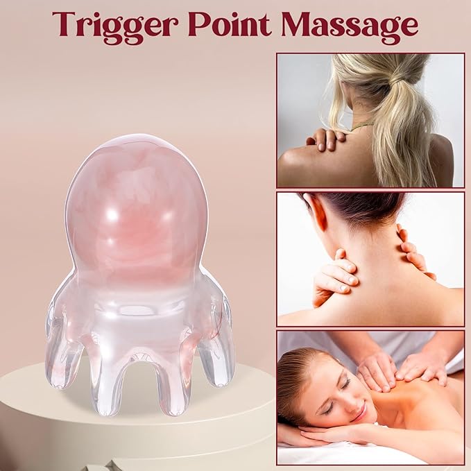2 Pcs Head Massage Tools Cute Hair Massage Comb 8 Foot Acupuncture Points Portable Manual Scraper for Home Office Gua Sha Body Massager Tool for Head Hair Body Relaxation Pink Storage Bag