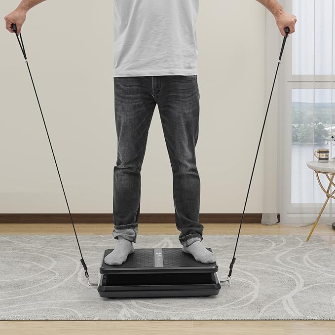 Vibration Plate Exercise Machine -Whole Body Workout Fitness Platform with Remote Control & Resistance Bands 1-99 Speed for Home Gym Whole Body Fitness
