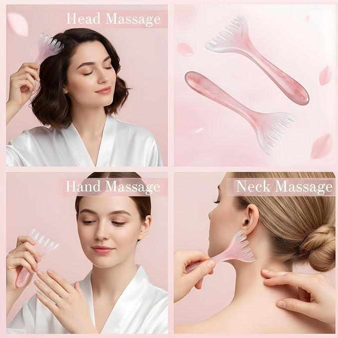 Head Massager Scalp Comb, 3 Pcs Resin Scalp Massager for Headaches Relaxation Head-Scalp Massage Tool Gua Sha Massage Comb Set Manual Acupressure Tool for Birthday Mother's Day Gifts