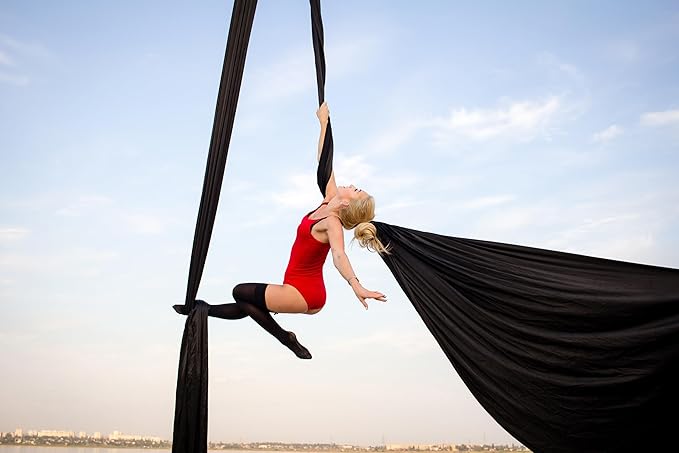 F.Life Aerial Silk 10 Yards Kit Durable Aerial Yoga Hammock with Hardware & Guide Aerial Swing for Acrobatic Flying Yoga