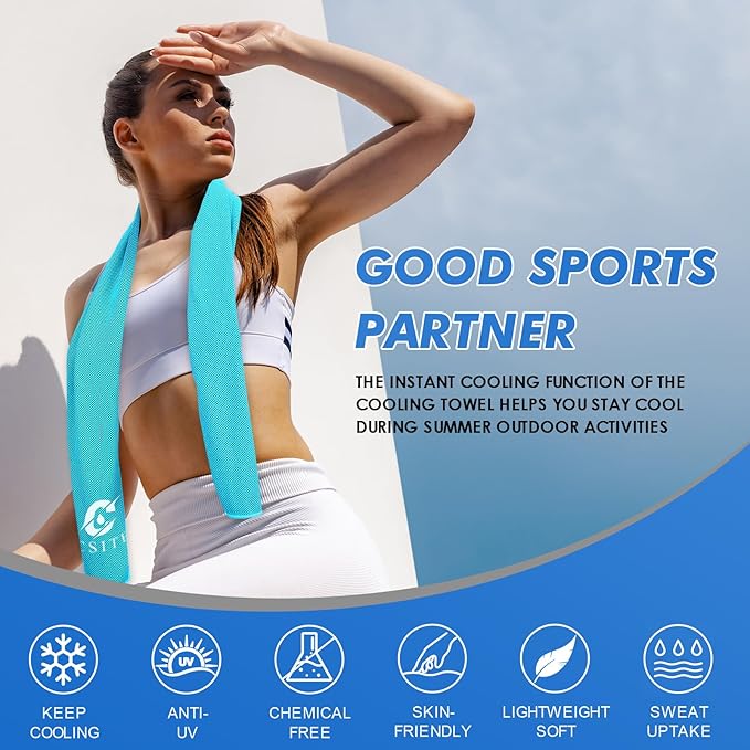 8 Pack (47"x12") Cooling Towels for Neck and Face Bulk, Ice Towel for Hot Weather, Soft Breathable Chilly Gym Towels, Microfiber Towel for Work Out, Yoga, Running, Camping & More Activities