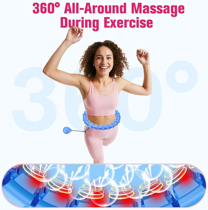 Fit Hoop Weighted Hula Pilates Circles, 32 Detachable Parts & 65-Inch Plus-Size Fit, Weight Loss Fitness Gear, Quiet Home Workout Tool