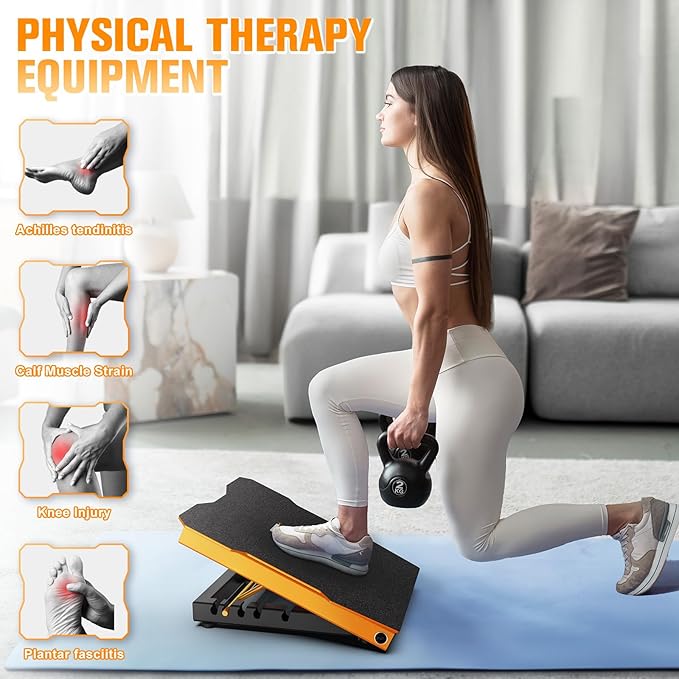Steel Slant Board Calf Stretcher 600lbs Weight Capacity Squats Wedge 5 Adjustable Incline Balance Board for Foot Leg Hamstring Knees Ankle Heel Stretching Training for Home Gym or Commercial