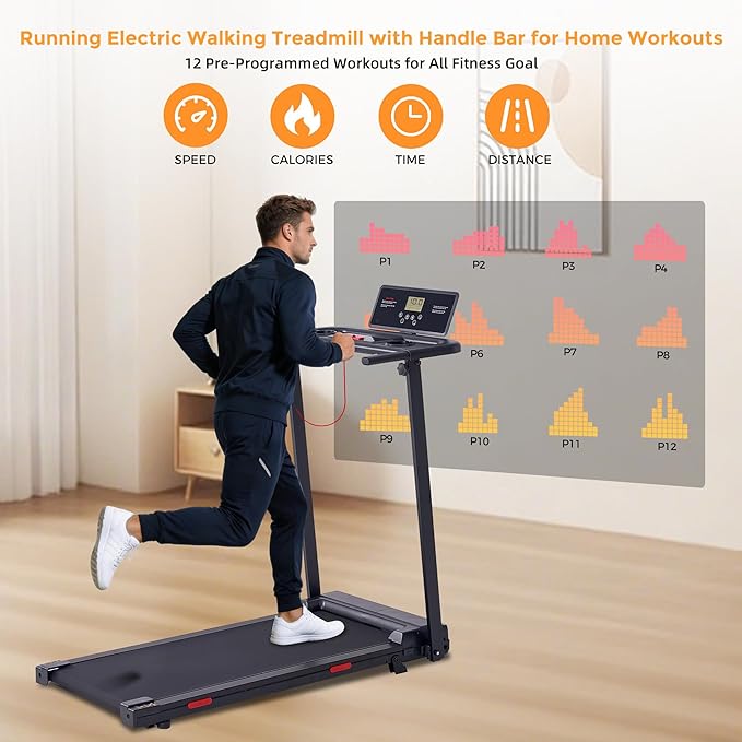 Walking Pad with Handle Bar, 0.6-10MPH Walking Pad Treadmill for Home Small, 3.5HP Portable Small Running Treadmill with Handles, Big Screen, 400LBS