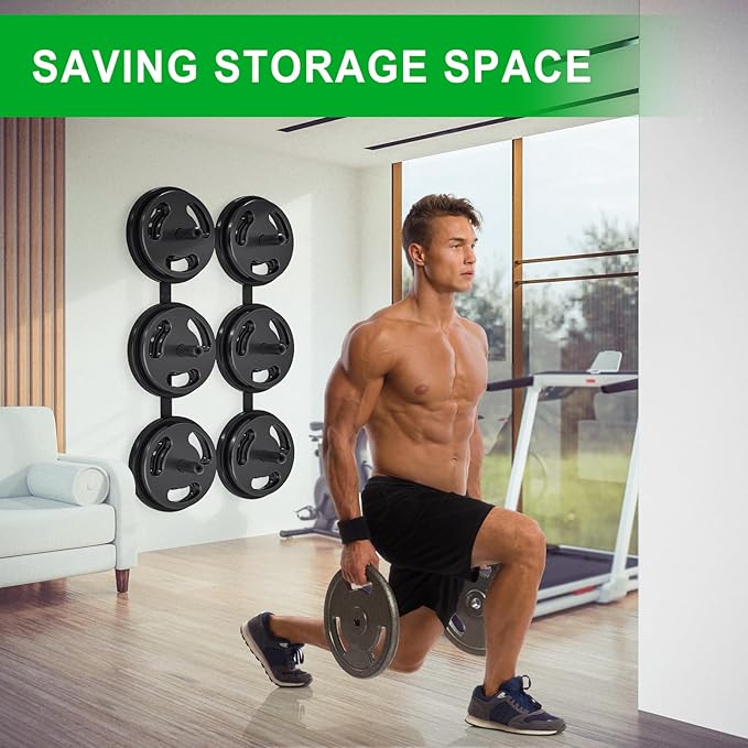Kipika Weight Plate Storage Rack - Wall Mounted Weight Plate Holder with Durable Steel Construction Organizer for Olympic Plates, 1000lb Capacity, Space-Saving for Home Gym