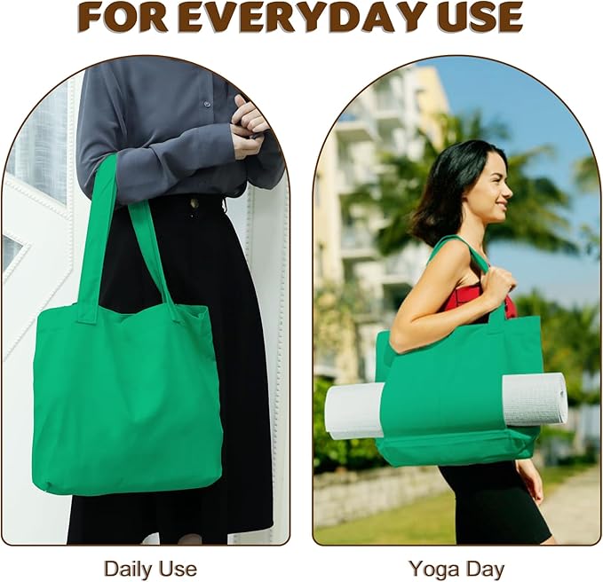 Yoga Mat Carrier, Gym Bag With Yoga Mat Holder, Women Canvas Tote With Shoulder Strap For Pilates, Travel, Office, Sports, Workout And Beach – Inner Zippered Pocket, Fits Standard And Small Mats