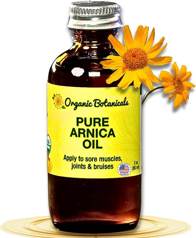Arnica Oil - Pure Organic Muscle Discomfort Bottle - Arnica Montana Oil for Arthritis, Bruising & Swelling, Muscle, Joint Discomfort, and Sports Injuries, Arnica Massage Oil (2 oz)