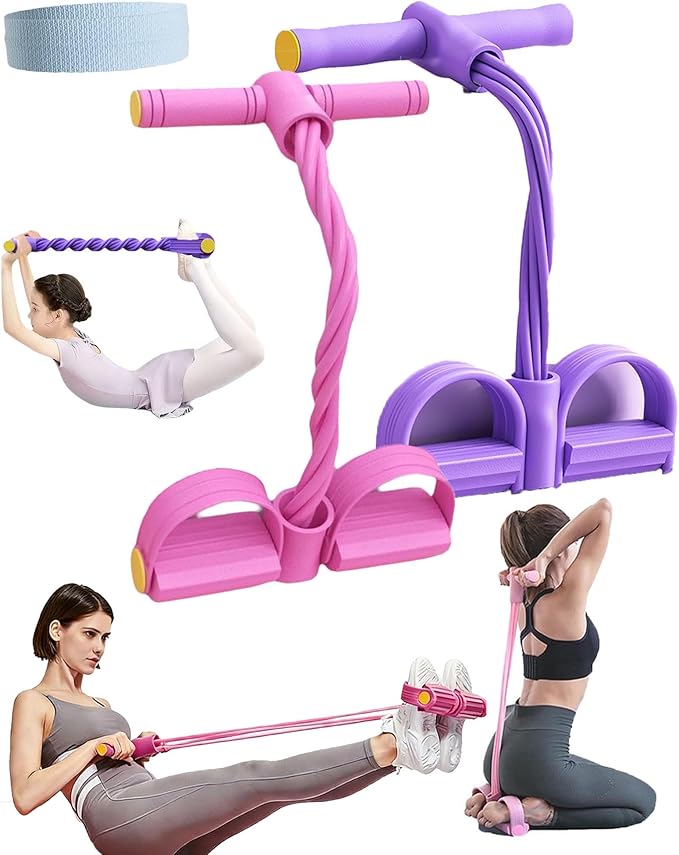 Fashion Puller Exercise, 8 Tube Pedal Resistance Device, Detachable and Adjustable Pedal Resistance Device, Multifunction Tension Rope Fitness Resistance Bands for Abdomen/Waist/Arm/Leg
