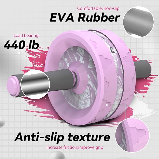 VINSGUIR Ab Roller Wheel, Abs & Core Workout Equipment for Home Gym with Knee Pad Accessories, Abdominal Wheel for Full-body Strength Training