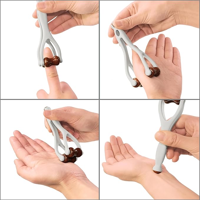 Finger Massager, Hand Massager for Arthritis and Carpal Tunnel. Dual-sided Bian Stone Massage Roller Tool for Circulation, Trigger Finger, Hand Therapy, Pain Relief, Stress. Great Gift for Her/Him.