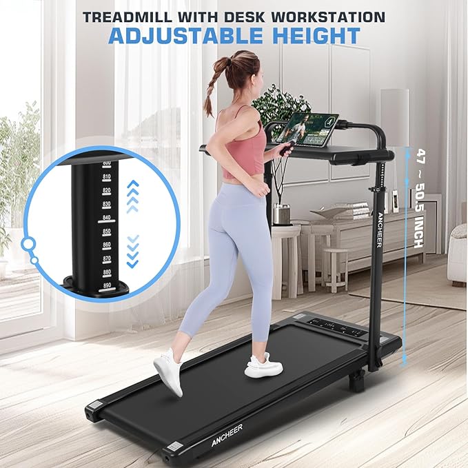 ANCHEER Treadmill with 12%/15% Incline, Folding Walking Pad with Handle Bar, 320-450lb Capacity Under Desk Foldable 3.5HP Treadmills for Home/Office/Gym,Installation-Free