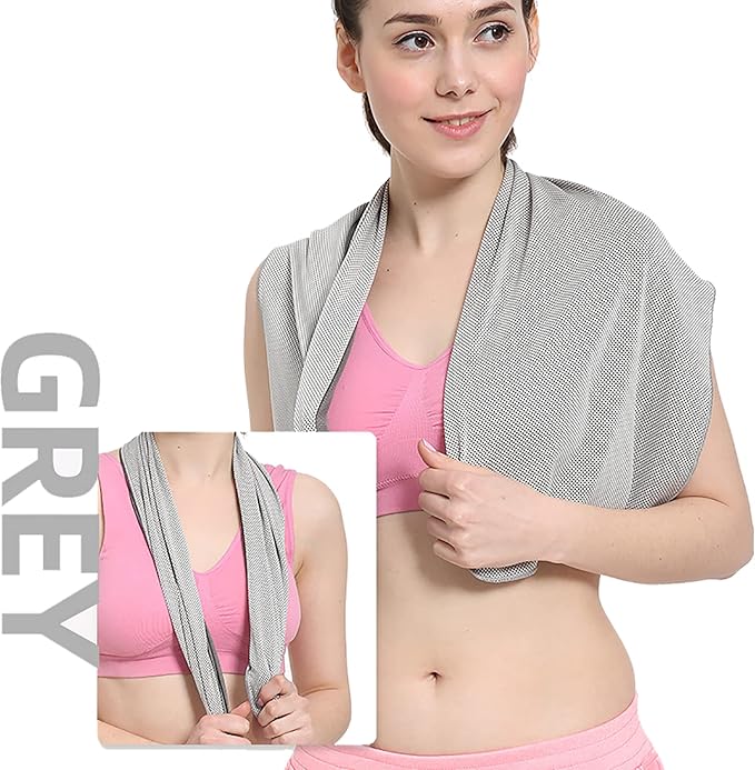 Pack of 20 Cooling Towel 40x12'' Ice Towel for Neck and Face Microfiber Chilly with Bag Breathable Yoga Gym Stay Cool Towels Sweat Rag for Workout Running Camping Pilates Beach, Light Gray