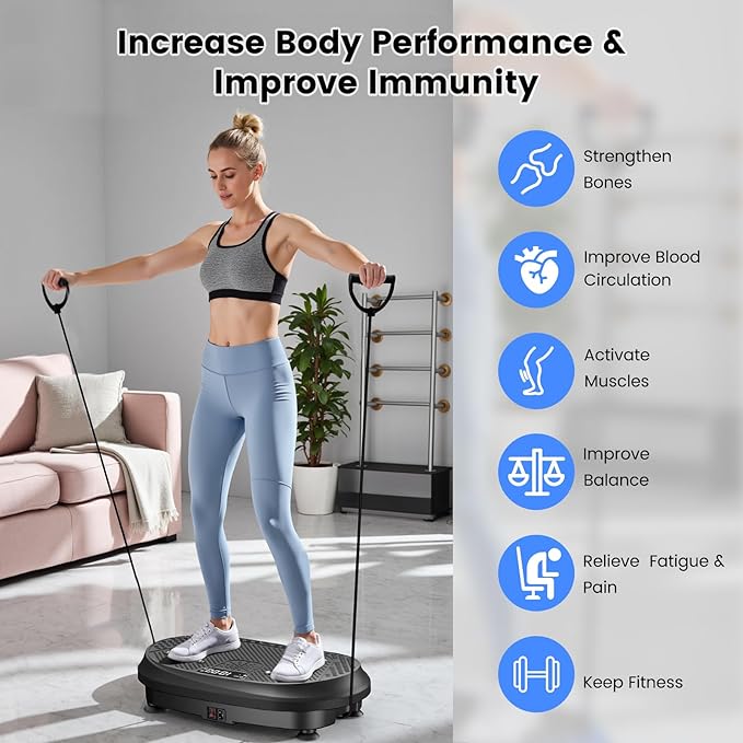 Vibration Plate Exercise Machine, Vibrating Fitness Platform for Lymphatic Drainage, Full Body Shaker Workout Equipment, Bluetooth Power Shaping Vibrate Plate, Board Sport for Home Exercise Gym