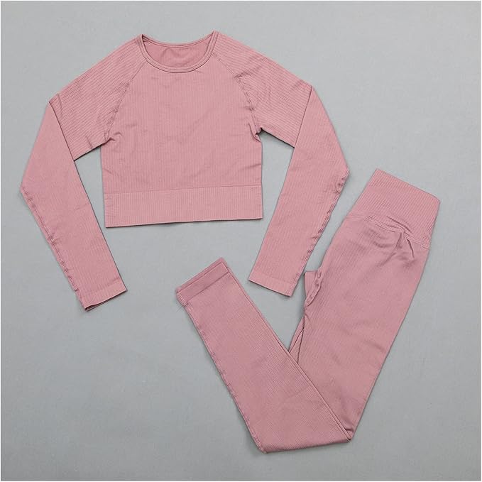 Women Gym Suit Fitness Set Sports Clothing Women Gym Clothing Yoga Clothing Yoga Sets Fitness Suit (Color : Light red, Size : Small)