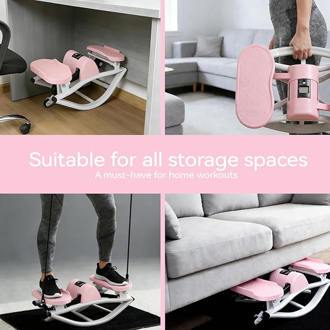 Rock Stepper Side to Side – Lateral Stepper & Glute Trainer with Resistance Bands, Low Impact Side to Side Stepper for Home Exercise, Quiet Step Rocker Machine No Assembly 250LBS
