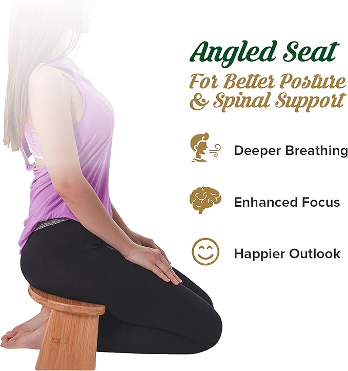 MONK & LLAMA Monk & Llama Meditation Bench Black- Foldable, Ergonomic, Bamboo Kneeling Stool— Perfect Seiza Bench Meditation Stool Chair for Prayer & Travel - Deeper & Enjoyable Sessions
