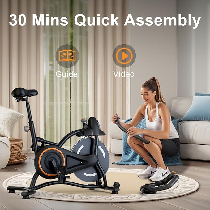 Exercise Bike,Stationary Bikes for Home,Adjustable Workout Bike, Professional Exercise Bikes for Home, Efficient Workout Bike with Smartphone Mount & Digital Pulse Display