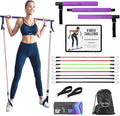 Portable Pilates Bar Kit with Resistance Bands (20, 30, 40, 50 LBS) – Adjustable Home Workout Equipment with 8 Week Training Program – Full Body Fitness Bar for Pilates, Strength Training
