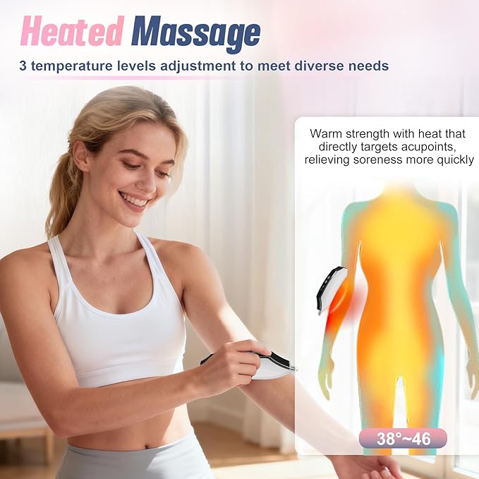 Heated Muscle Scraper, Electric Fascial Knife for Deep Tissue Massage with Heat, Vibration and Microcurrent, Portable Muscle Scraper Tool(Silver), Gua Sha Tool Gift for Athletes, Workers