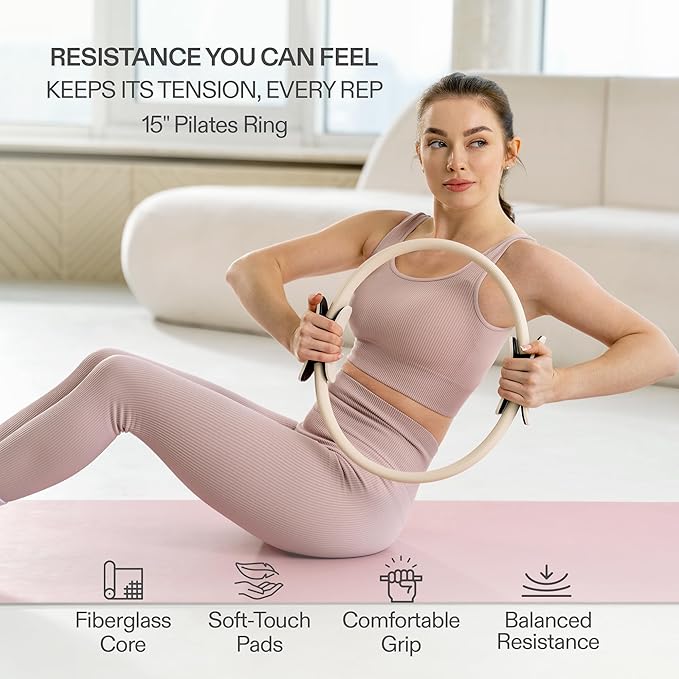 Signature Pilates Set - Complete Pilates Kit with Ring, Ball, Wrist and Ankle Weights & Resistance Bands for Home or Studio Workouts