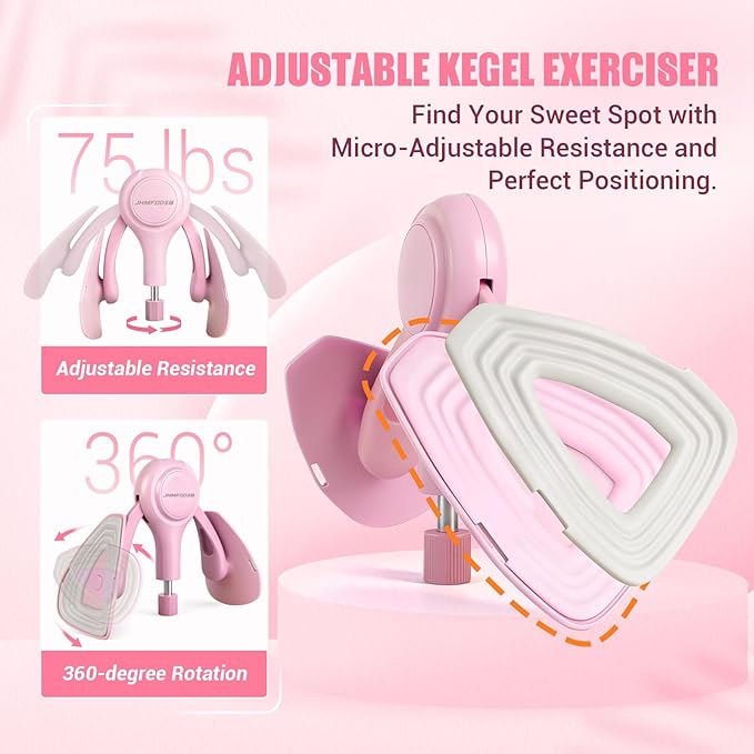 Thigh Trainer for Women, 360° Pelvic Floor Exercise Device with Resistance Band, 15-75LB Adjustable Resistance Thigh Workout Equipment for Inner Thigh Toner, Kegel Exercise, Pelvic Floor Muscle Repair