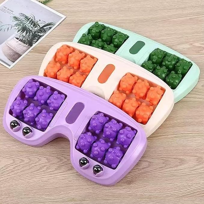 Portable Double Foot Massage Roller, 2025 New Dual Foot Massage Roller for Relieve Pain from Plantar Fasciitis, Portable Feet Massager Tool for Home Office Use (Purple)