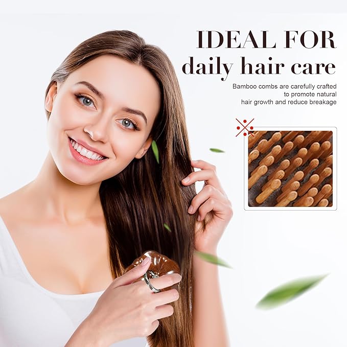 Wooden Scalp Massager for Hair Growth Support, Bamboo Scalp Massager Brush for Head Relaxation, Scalp Stimulation & Hair Oil Distribution, Natural Wooden Massager for Face and Body Care