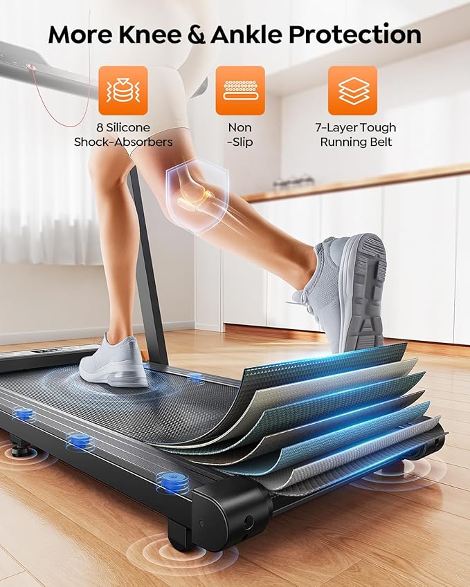 Foldable Treadmill with 0-15% Incline and Handle Bar, 2.5HP Treadmills for Home, Under Desk Treadmill with 300LBS Capacity, Walking Pad with Speaker, APP/Remote Control