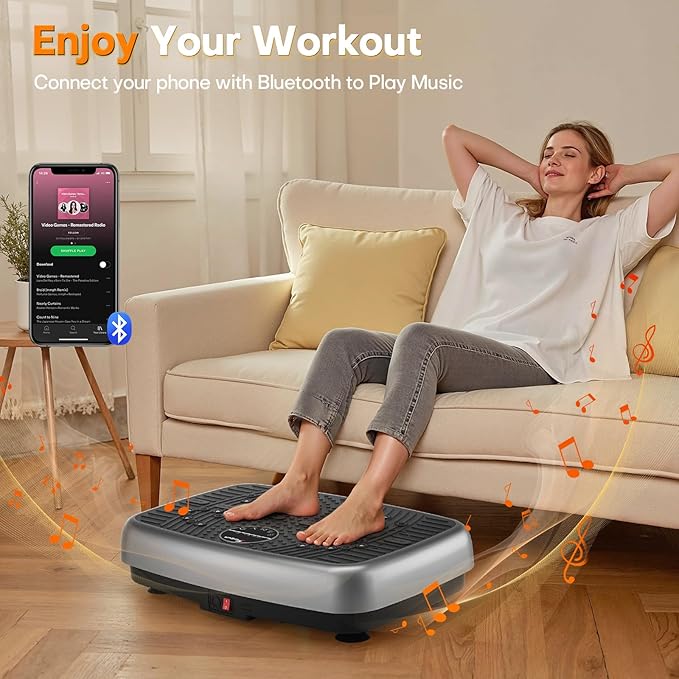 Vibration Plate Exercise Machine, EvoSpark Dual Motor Vibration Plate for Lymphatic Drainage, 450 Lbs Capacity Shake Fitness Platform