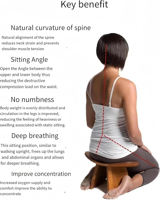 Solid Wood Ergonomic Kneeling Stool. Suitable for Temple Ceremonies, Tea Ceremonies, Meditation, Yoga, as Well as Home Fitness Assistance Chair (L# is Suitable for Height Above 180CM(70.8 in)