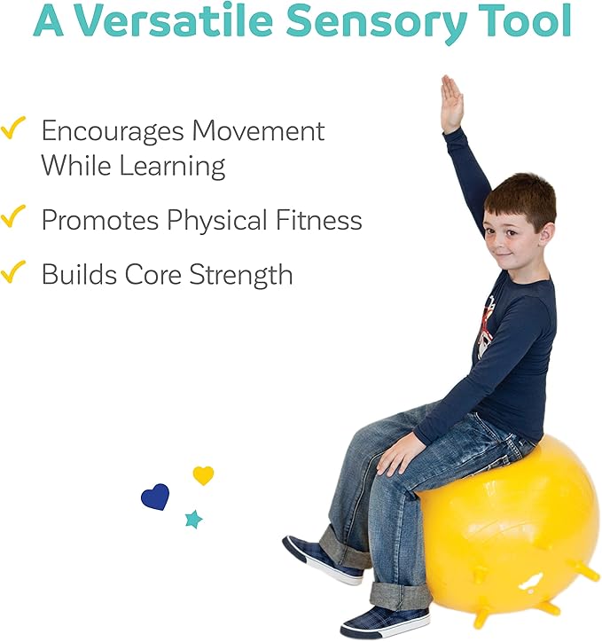 Fun & Function - Chair Ball - Yoga Ball Chair for Kids - Flexible Seating for Classroom, Elementary & Middle School - Wiggle Chair for Kids - Yellow - 25" - Child Ball Seat