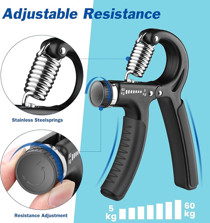 AIXPI Grip Strength Trainer, Hand Grip Exerciser Strengthener with Adjustable Resistance 11-132 Lbs (5-60kg), Forearm Strengthener, Hand Exerciser for Muscle Building and Injury Recover 1 PACK