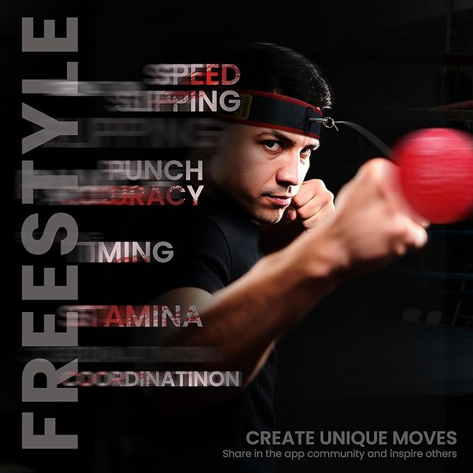YMX BOXING® Training Reflex Ball with Counter App - Adjustable Elastic Headband, Light Weight Soft Foam Balls - Improve Coordination, Reaction Speed, Focus, Accuracy - Cardio Sports Exercise Equipment