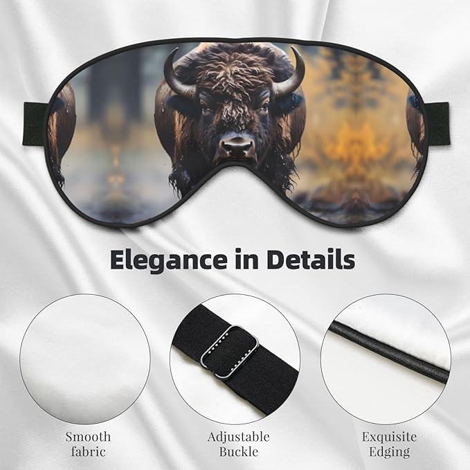 North American Bison Head-Mounted Double-Sided Light-Blocking Sleeping Eye mask to Protect Eyes and Relieve Eye Fatigue
