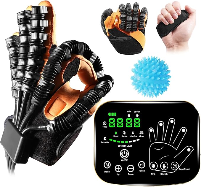 6th Generation Upgrade Rehabilitation Robot Gloves for Stroke Recovery – Hand Weakness & Hemiplegia Home Physical Therapy Device with Mirror Training & Multi-Mode (Left Hand, L)