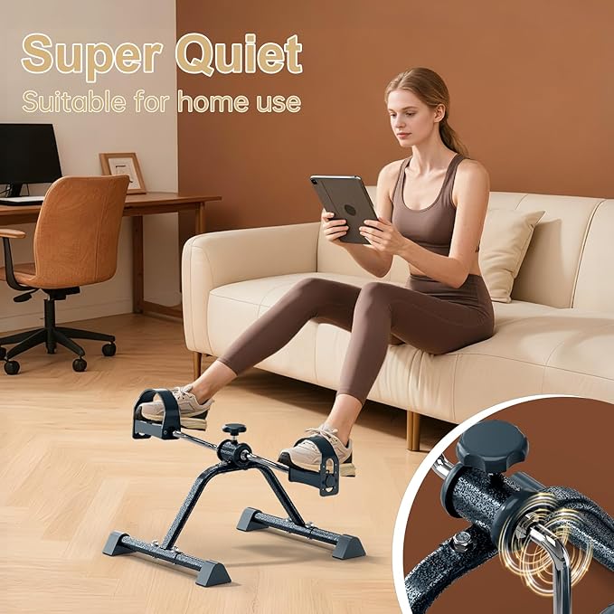Under Desk Elliptical & Mini Exercise Bike – Seated Leg Exerciser & Pedal Machine for Seniors Arm & Leg Workout, with Non-Slip Covers & Multiple Adjustable Resistance/Speeds